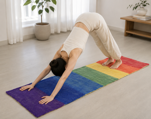 Alfombra de Yoga antideslizante de fieltro de lana 100% hecha a mano, alfombra Multicolor 195X 70 cm de Nueva Zelanda, alfombrillas de puerta de estilo liso - Product Image 1