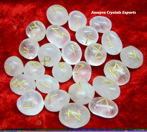 Ensemble de runes en quartz cristal naturel, ensembles de runes en agate faits à la main, pierres en vente en gros, acheter chez Amayra Crystals Exports - Product Image 3