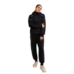 Sweat à capuche zippé oversize en molleton épais pour femme, style streetwear personnalisé, avec œillets métalliques, grande taille, effet délavé, modèle ELLE - Product Image 4