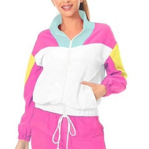 <b>Women</b> Winter Hooded Color Block Tracksuit Set Polyester/Elastane Long Sleeve Windbreaker <b>Jacket</b> Jogger Pants Front Casual - Product Image 3