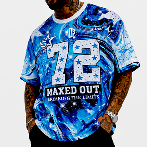 Camiseta de Fútbol Americano con Diseño de Mármol Azul Personalizada al por Mayor, Unisex, Ropa Urbana, Moda de Verano, Suministro al por Mayor OEM, EE. UU. - Product Image 3