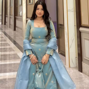 Salwar Kameez de Tela de Seda Fandy, Diseño Moderno, Estilo Indio-Pakistaní, Color Negro, Tradicional, de Secado Rápido, para Mujer, Elegante, Nuevo, para Fiestas y Bodas - Product Image 1