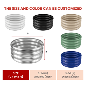 Bac à légumes surélevé en métal galvanisé, forme ronde, durable, grand format, pour l'extérieur, pour légumes, herbes et fleurs - Product Image 2