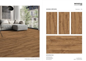 Baldosa de porcelana con aspecto de madera marrón 600x1200, mate, antideslizante, diseño moderno para interiores (S) - Product Image 5