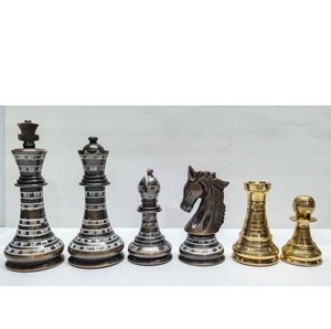 A.B Handicraftly Magnetic Rectangle Handmade Stainless Steel <b>Chess</b> Board <b>Set</b> Gold Black Modern Table Decor Home Decoration - Product Image 4