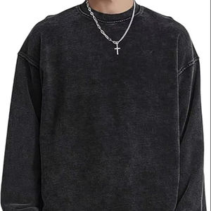 Sudadera Retro para Hombre con Efecto Desgastado, Sudadera de Estilo Vintage, Sudadera Holgada de Felpa Gruesa de Algodón, Sudadera Informal - Product Image 1