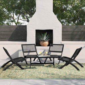 Grupo de asientos de muebles de patio sin brazos de 5 piezas - Product Image 2