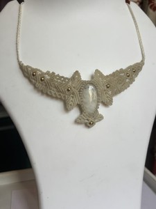 Handmade Micro Macrame <b>Necklace</b> Freshwater Beads | Platinum Plated Boho Tribal <b>Statement</b> Jewelry | HARI OM CREATIONS Women - Product Image 4