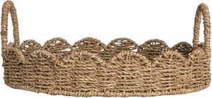 Hand Woven Seagrass Scallop Round <b>Tray</b> with 2 Handles Multifunction <b>Tray</b> Ecofriendly - Product Image 4