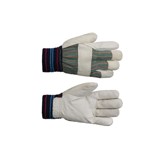 Leather Safety <b>Gloves</b> with <b>Knit</b> Wrist Abrasion Resistant Anti-Slip General Purpose Work <b>Gloves</b> - Product Image 1