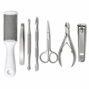 Professional Stainless Steel Manicure <b>Kit</b> with <b>Nail</b> Clipper Scissors Tweezers File and Pusher for Adult Use - Product Image 1