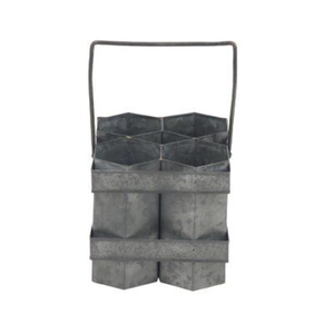 Porta Botellas de Vino de Metal Galvanizado Estilo Rústico, Estante para Vino de Hierro Gris con Asa de Madera para Decoración de Cocina y Bar al Mejor Precio - Product Image 6
