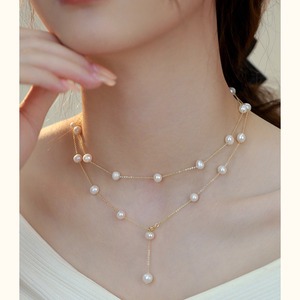 Pull long pour femme, style haut de gamme à l'esprit français, ciel étoilé, automne-hiver, superposé avec un collier de perles naturelles - Product Image 3