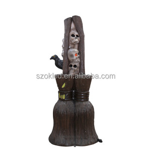 Balai hanté avec pilier <span class=keywords><strong>sorcière</strong></span> chaise recluse araignée (marron) épouvantail Photo Op souris loup-garou souris fantôme Halloween <span class=keywords><strong>arbre</strong></span> - Product Image 3
