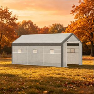 Piccola Serra Portatile 20FT X 10FT X 9FT con Porta Avvolgibile Ecologica e 6 Finestre Chiudibili per Uso Domestico in Legno, Metallo e Acciaio - Product Image 1
