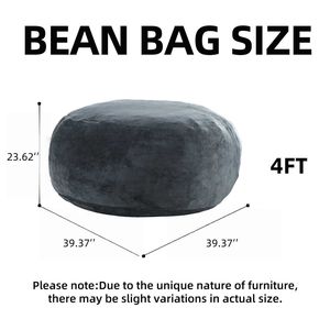 4FT Bean Bag <b>Sofa</b> <b>for</b> Adults and Teens Soft Round <b>Sofa</b> with Removable Flannel <b>Cover</b> and Memory Foam Filling - Product Image 6
