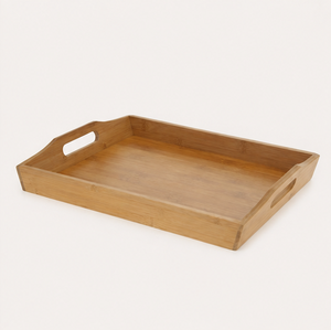 Modern Eco-friendly Durable <b>Bamboo</b> Wooden Serving Platter & Tray with Floral Design for Wedding Tea <b>Coffee</b> Fruit Snack Serving - Product Image 1