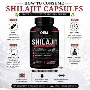 Capsules de Shilajit de l'Himalaya en marque privée OEM, 500 mg, 60 unités, 100 % pur et naturel, qualité supérieure, fournisseur en gros - Product Image 4