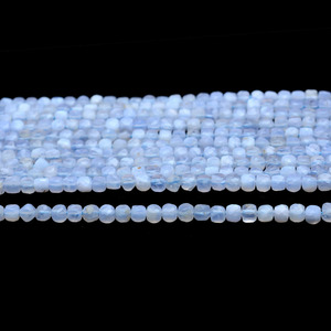 Cuentas de ágata de encaje de 4 mm, facetadas en forma de briolette, ágata azul natural, piedra semipreciosa, cuentas sueltas en forma de caja 3D para la elaboración de joyería. - Product Image 1