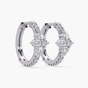 Boucles d'oreilles créoles Huggie de luxe en or blanc 14 carats avec diamants naturels ronds de 11,9 mm – Cadeau minimaliste pour femme, idéal pour les soirées - Product Image 4