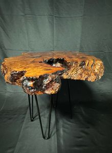 Phoenix Burl Wood <b>Coffee</b> <b>Table</b> – Handcrafted Live Edge Rustic Wood Slab <b>Table</b> with Hairpin Legs Rustic <b>Coffee</b> <b>Table</b> Irregular - Product Image 5