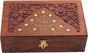 Caja de Joyería para el Hogar, Organizador de Madera, Forma Cuadrada, Color Marrón - Product Image 3