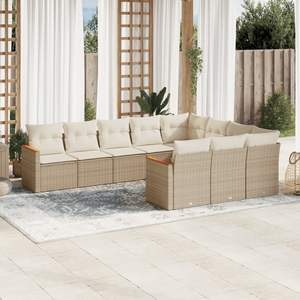 Conjunto de Sofás Grandes para Jardín en Ratán Sintético Beige con Acero con Recubrimiento en Polvo, Muebles de Exterior Premium - Product Image 1