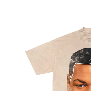 T-shirt à col roulé pour homme, manches courtes, 100% coton, uni, avec impression photo de Mike Tyson, coupe classique, tissu tricoté formel - Product Image 4