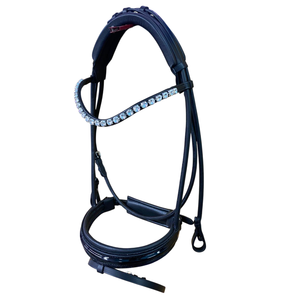 Brida de Doma Ecuestre de Cuero Enrollado de Primera Calidad con Diademas de Cristal y Narquileras Acolchadas Suaves, Equipo para Caballos - Product Image 4