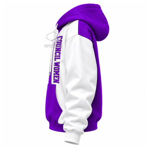 NCNW Sorority <b>Women's</b> Purple <b>White</b> Color Block <b>Hoodie</b> Greek Letter Embroidered Drawstring Hooded Pullover With Kangaroo Pocket - Product Image 3