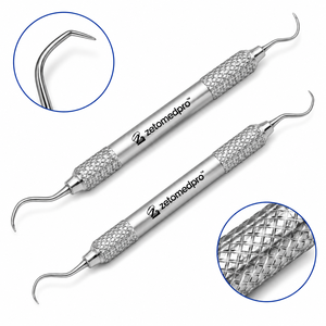 เครื่องมือขูดหินปูนฟันระดับพรีเมียม 2/3 ชิ้น ทำจากสแตนเลสสตีล สำหรับงานทันตกรรม ยี่ห้อ OEM Zetomed Pro - Product Image 6