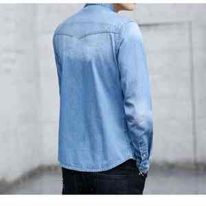 Chemises habillées boutonnées pour hommes, à manches longues, unies, décontractées, respirantes, en sergé, de haute qualité, pour l'été, personnalisables, vente en gros usine - Product Image 6