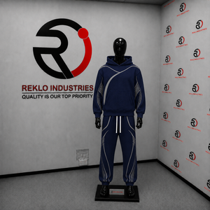 Conjunto Deportivo Personalizado Azul Marino para Hombre, Sudadera con Capucha Extra Grande, Pantalones Jogger, Estampado Gráfico Gris, Ropa Deportiva Urbana al por Mayor - Product Image 3