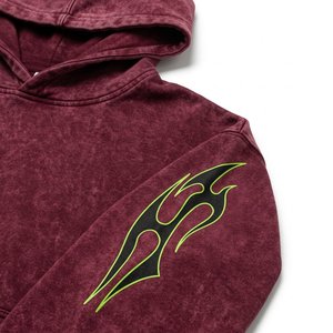 Ensemble de survêtement pour homme, marron, à capuche, épais, design 2-en-1, imprimé flamme, streetwear, longueur intégrale, avec cordon de serrage et poches, coupe classique, 100% - Product Image 4