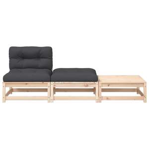 Canapé de patio moyen en bois de pin massif anthracite et tissu Oxford, canapés de jardin - Product Image 5