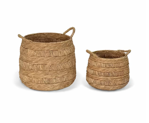 Panier de rangement en jonc de mer naturel avec poignée, panier en jacinthe d'eau de haute qualité, panier à linge pour la maison - Product Image 2