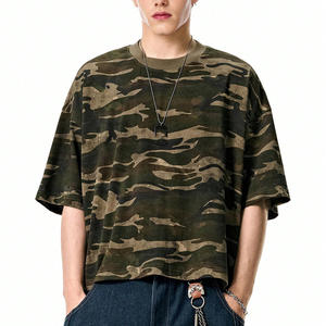 T-shirt en coton tricoté pour homme, coupe ajustée, col rond, séchage rapide, vêtements de sport, logo personnalisé, vente en gros - Product Image 1