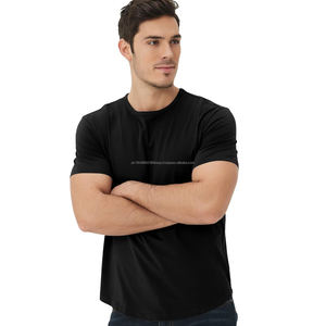 T-shirt noir vierge de haute qualité 100% coton premium T-shirts personnalisables avec logo Impression personnalisée T-shirt à col rond pour homme - Product Image 3