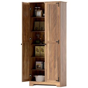 Mobile dispensa autoportante stile rustico con ripiani regolabili (72") - Marrone - Product Image 1