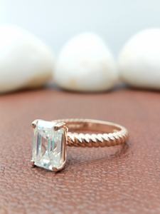 Bague de fiançailles solitaire personnalisée fantaisie 2 carats, diamant de laboratoire taille émeraude VVS/VS EF certifié IGI, or massif 14K, pour mariage - Product Image 4