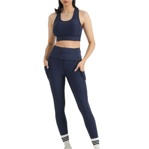 Nouvel ensemble de yoga 2 pièces personnalisé avec logo, écologique, pour femmes, séchage rapide, extensible dans les quatre sens, taille élastique - Product Image 4