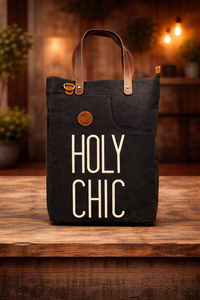 Bolsa de Lona de Algodón Premium con Bolsillo Frontal Estampado y Asas en Contraste – Bolsa de Compras Reutilizable para Mujer - Product Image 4