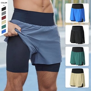 Shorts de sport taille haute pour hommes, séchage rapide, en Spandex et Polyester, couleur unie, taille élastique, pour la course et l'entraînement, Fabricant OEM ODM - Product Image 1