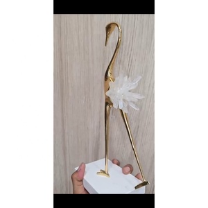 Sculptures de flamants roses en pierre de cristal naturelle de haute qualité, objet décoratif pour le bureau, décoration intérieure, sculptures d'oiseaux flamants roses - Product Image 2