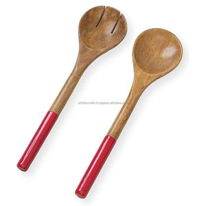 Vente chaude Bois D'acacia Écologique Salade Outils Long Manche Service Ustensiles Ensemble Lave-Vaisselle Micro-ondes En Bois Salade Serveur - Product Image 2