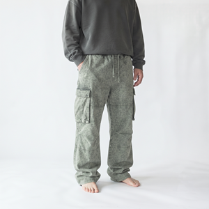 Men's Acid Wash Cargo Jogger Pants Oversized Loose Fit Multi Pocket Cotton Sweatpants Streetwear Casual Trousers - Product Image 6