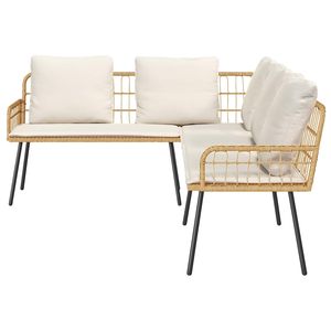 Conjunto de Sofá de Jardín de 2 Piezas con Cojines de Ratán Sintético Natural, Muebles de Jardín - Product Image 4
