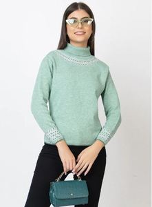 Suéter casual de punto suave premium con cuello alto para mujer, ideal para el invierno, cálido y con cuello simulado, a precio mayorista por proveedor. - Product Image 3