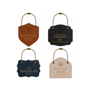Étiquette personnalisée en cuir véritable pour carafe, étiquette de bouteille de whisky, de vin ou de liqueur, accessoires de bar en gros, cadeau - Product Image 1