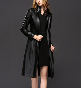 เสื้อโค้ทหนัง PU สีดำ คอตั้ง รุ่น M779 D.Y Fashion 2026 สำหรับผู้หญิง - Product Image 5